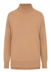 Loop Cashmere Women's Neutrals / Brown Chevron Detail Relaxed Polo Sweater In Praline In Neutral