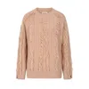 Loop Cashmere Women's Neutrals / Brown Fringed Cabled Sweater In Toffee In Brown