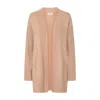 Loop Cashmere Women's Neutrals / Brown Ribbed Detail Edge To Edge Cardigan In Toffee In Brown
