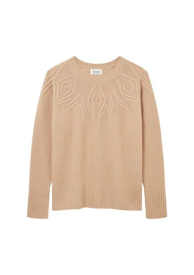Loop Cashmere Women's Neutrals Cable Yoke Sweater In Chanterelle