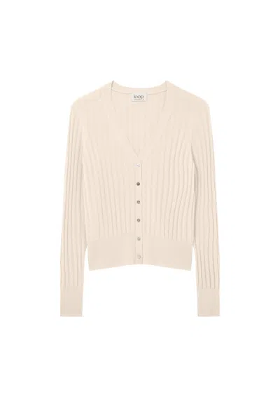 Loop Cashmere Women's Neutrals Cashmere Wide Rib Cardigan In Wheat