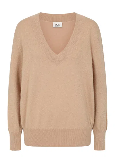 Loop Cashmere Women's Neutrals / Gold / Brown Lurex V Neck Sweater In Honey In Multi