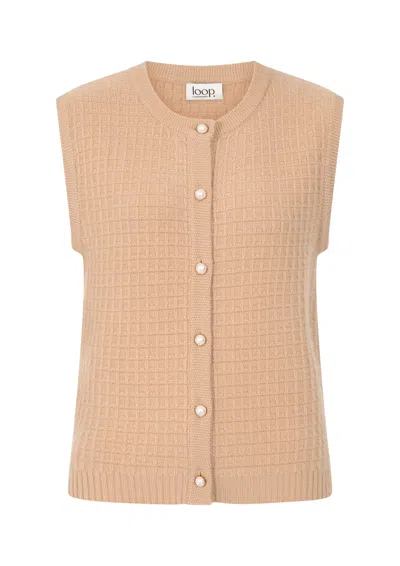 Loop Cashmere Women's Neutrals / Gold / Brown Textured Waistcoat In Honey In Multi