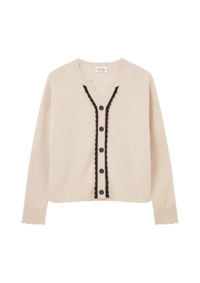 Loop Cashmere Women's Neutrals Shell Edge Cardigan In Wheat