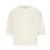 Loop Cashmere Women's Neutrals / White Ribbed Detail Lofty Cashmere Short-sleeved Sweater In Snow White In White