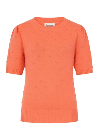 Loop Cashmere Women's Orange Bobble Puff Sleeved Sweater In Devoted Peach