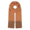 Loop Cashmere Women's Orange / Brown Textured Chevron Scarf In Harvest Brown & Marmalade Orange In Brown