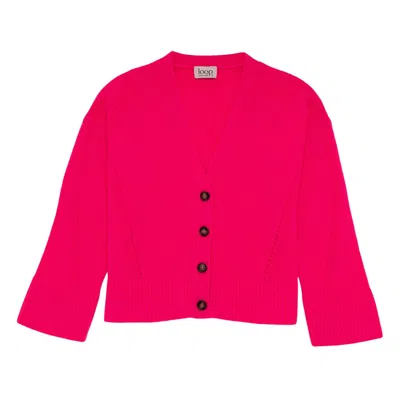 Loop Cashmere Women's Pink / Purple Lofty Cashmere Cardigan In Hot Pink