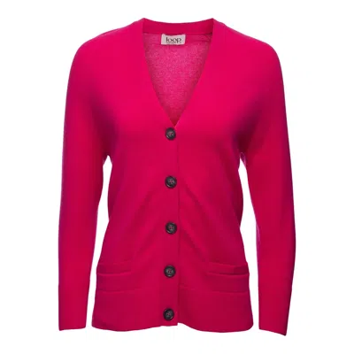 Loop Cashmere Women's Pink / Purple Relaxed V Neck Cashmere Cardigan - Pink & Purple In Pink/purple