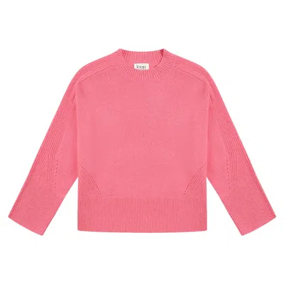 Loop Cashmere Women's Pink / Purple Ribbed Detail Lofty Crew Sweatshirt In Strawberry Pink