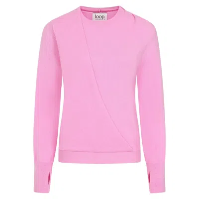 Loop Cashmere Women's Pink / Purple Ruched Cashmere Sweatshirt In Peony Pink In Pink/purple