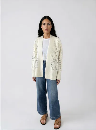 Loop Cashmere Women's Pointelle Cardigan In Snow White