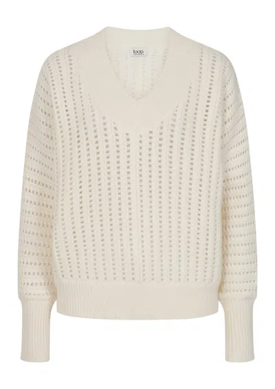 Loop Cashmere Women's Pointelle Sweater In Snow White
