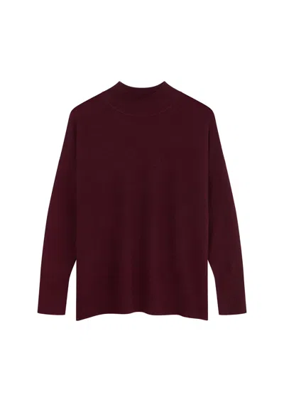 Loop Cashmere Women's Red Cashmere Links Turtle Neck Sweater In Bordeaux Burgundy