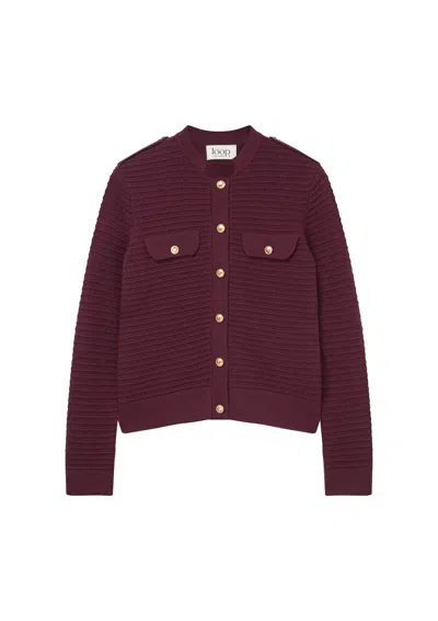 Loop Cashmere Women's Red Cashmere Military Jacket In Bordeaux Burgundy