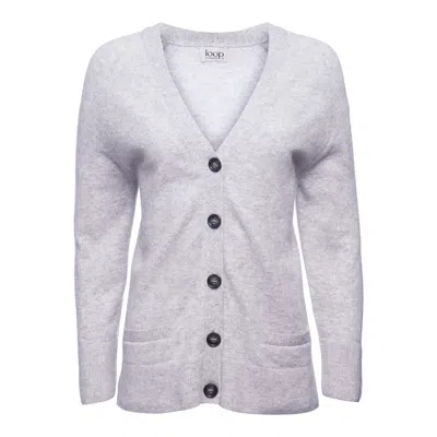 Loop Cashmere Women's Relaxed Cashmere V Neck Cardigan - Grey