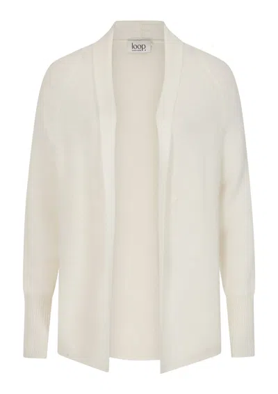 Loop Cashmere Women's Relaxed Edge To Edge Cardigan In Snow White
