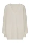 Loop Cashmere Women's Relaxed Lofty V Neck Sweater In Chalk White In Gold
