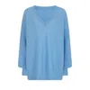 Loop Cashmere Women's Relaxed Lofty V Neck Sweater In Delta Blue In Blue