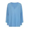 Loop Cashmere Women's Relaxed Lofty V Neck Sweater In Delta Blue In Blue