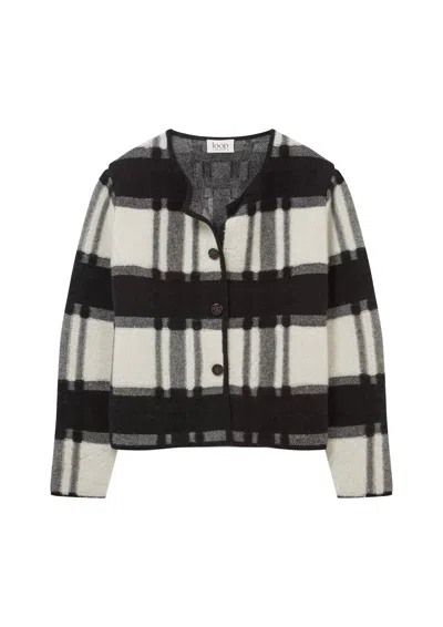 Loop Cashmere Women's Reversible Check Jacket In Black