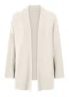 Loop Cashmere Women's Ribbed Detail Edge To Edge Cardigan In Snow White In Neutral