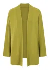 Loop Cashmere Women's Ribbed Detail Edge To Edge Cardigan In Woodbine Green In Green
