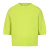 Loop Cashmere Women's Ribbed Detail Lofty Cashmere Short-sleeved Sweater In Citrus Green In Green