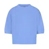 Loop Cashmere Women's Ribbed Detail Lofty Cashmere Short-sleeved Sweater In Cornflower Blue In Blue