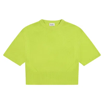 Loop Cashmere Women's Ribbed Detail Lofty Cashmere T-shirt In Citrus Green