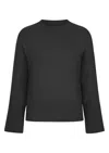 Loop Cashmere Women's Ribbed Detail Lofty Crew Sweatshirt In Black In Black