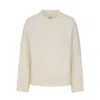 Loop Cashmere Women's White Ribbed Detail Lofty Crew Sweatshirt In Chalk In Animal Print