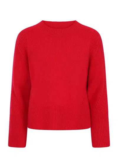 Loop Cashmere Women's Ribbed Detail Lofty Crew Sweatshirt In Crimson Red