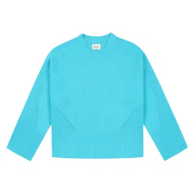 Loop Cashmere Women's Ribbed Detail Lofty Crew Sweatshirt In Turquoise Blue