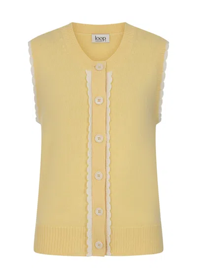 Loop Cashmere Women's Shell Front Waistcoat In Glow Yellow