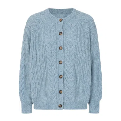 Loop Cashmere Women's Silk Cashmere Blend Cable Cardigan In Vintage Blue