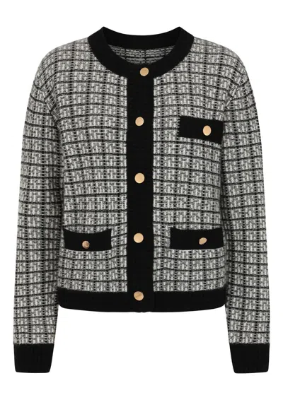Loop Cashmere Women's Textured Cashmere Crew Jacket In Black Check