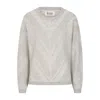 Loop Cashmere Women's Textured Chevron Sweater In Foggy Grey & Snow White In Gray