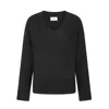 Loop Cashmere Women's V-neck Lofty Sweatshirt In Black In Black