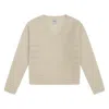 Loop Cashmere Women's White Pointelle Cashmere V Neck Sweater In Chalk