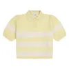 Loop Cashmere Women's Yellow / Orange Cashmere Striped Polo Collared Top In Lemonade