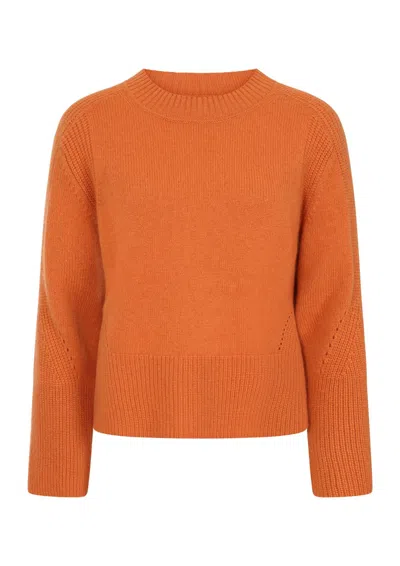 Loop Cashmere Women's Yellow / Orange Ribbed Detail Lofty Crew Sweatshirt In Tiger Orange In Yellow/orange