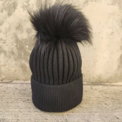 Loowie Women's Faux Fur Pom Beanie In Black