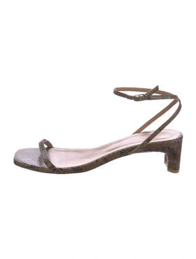 Pre-owned Loq Embossed Leather Sandals In Brown
