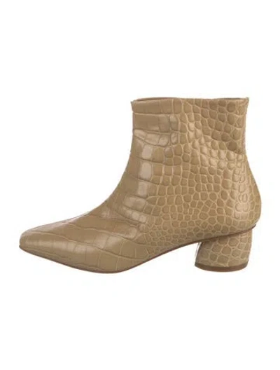 Pre-owned Loq Leather Animal Print Boots In Neutral