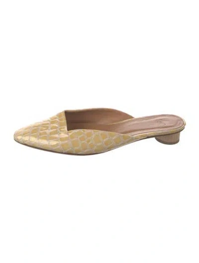 Pre-owned Loq Leather Animal Print Mules In Yellow