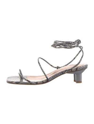 Pre-owned Loq Leather Animal Print Sandals In Blue