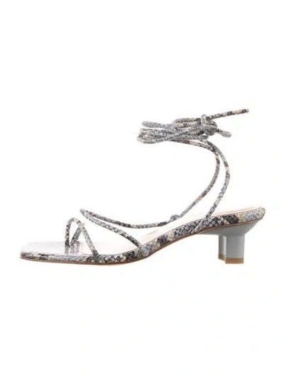 Pre-owned Loq Leather Animal Print Sandals In Blue