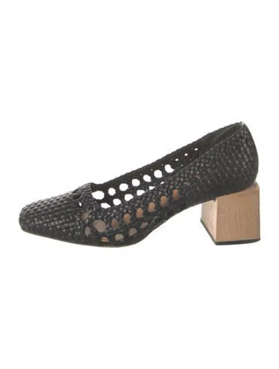 Pre-owned Loq Leather Braided Accents Flats In Black