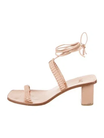 Pre-owned Loq Leather Braided Accents Sandals In Neutral